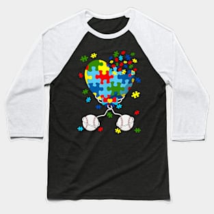 Puzzle Pieces Heart Niche Lover Sport Autism Awareness Baseball T-Shirt